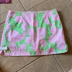 Lilly Pulitzer Pink and Green Floral Wrap Skort